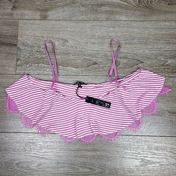Joe's Jeans Purple Orchid Stripe Popover Lace Bralette XS - Picture 12 of 16
